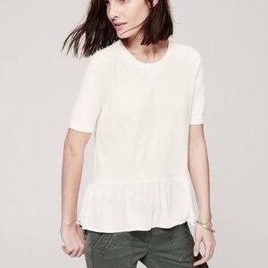 NWT Loft White Peplum Top Size XS